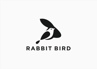 rabbit with bird logo design vector silhouette illustration