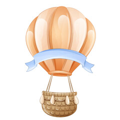 Cute hot air balloon watercolor illustration