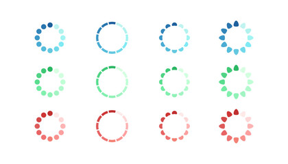 Three color loading icon. Red, green, and blue.