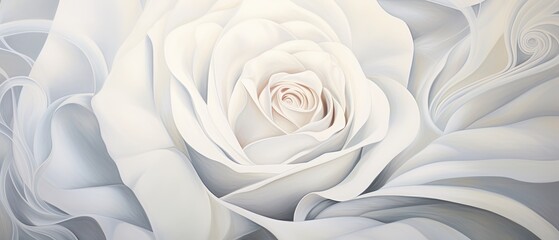 white with a little pink rose  painting  with gray swirls. Valentines day card.
