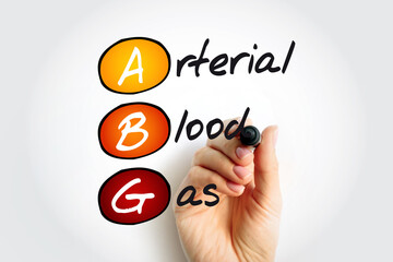 ABG Arterial Blood Gas - test measures the acidity and the levels of oxygen and carbon dioxide in...