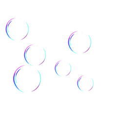 Soap bubbles illustration, Realistic transparent soap bubbles with rainbow reflection. Isolated set composition.