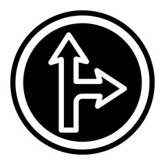 go straight or right, line icon