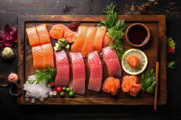 photo sashimi raw fish set menu