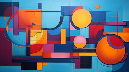 A 2D abstract artwork using geometric shapes and vibrant colors to represent the complexities and multidimensionality of modern aging. | generative ai