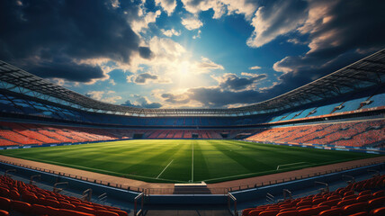 Fototapeta na wymiar The beauty of a world-class football stadium that is magnificent and grand,ai generative.