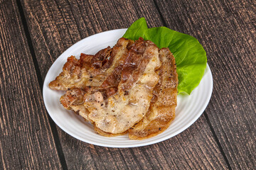 Roasted sliced pork fat bacon
