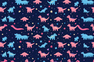 Motif sans couture avec dinosaure sur fond color&eacute;. Illustration vectorielle pour impression sur tissu, carte postale, papier d'emballage, produits cadeaux, papier peint, v&ecirc;tements. Fond de b&eacute;b&eacute; mignon