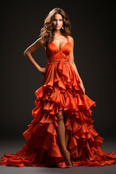 beautiful spanish woman in flamenco dress posing for photo