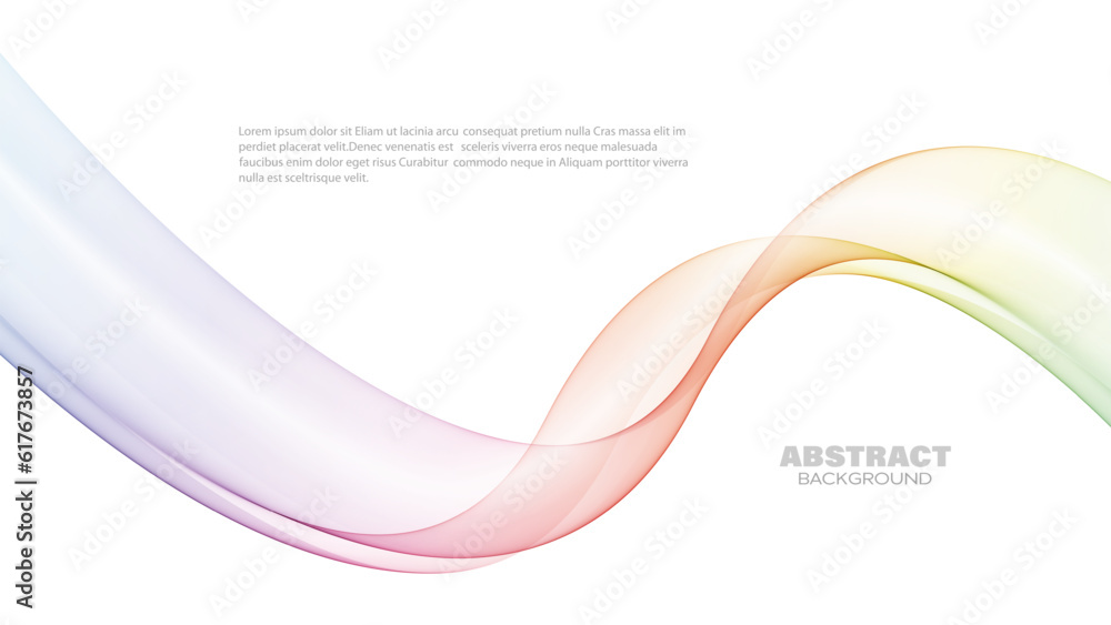 Poster abstract movement of a smooth transparent color wave. wave vector, curved wave lines.