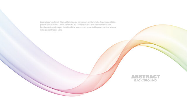 Abstract movement of a smooth transparent color wave. Wave vector, curved wave lines.