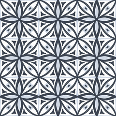 Fototapeta premium Blue seamless pattern, digital paper tiles. Morrocan, azulejos, mediterranean, portuguese pattern tiles.