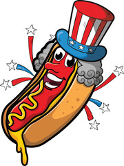 Hotdog USA Celebrating America And 4th Of July With The American Flag