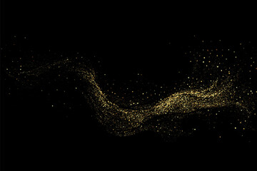 Fototapeta Scattered golden particles on a dark background.Festive background or design element. obraz