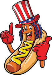 USA Hot Dog Celebrating America 4th Of July With The American Flag