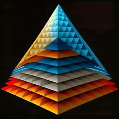 Divide the pyramid into 4 layersvector 4 colorssuperdetail64K 