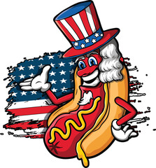 USA Hotdog Celebrating America And 4th Of July With The American Flag