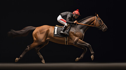 Horse Racing illustration. Sports, Horse racers. Ai generative.