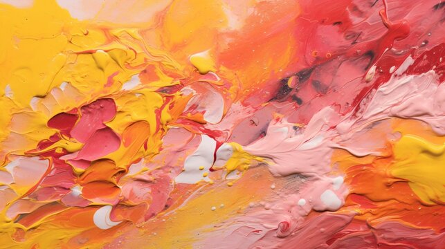 arrière plan, fond décoratif peinture, rose, orange et jaune, abstrait au couleur chaude, illustration ia générative