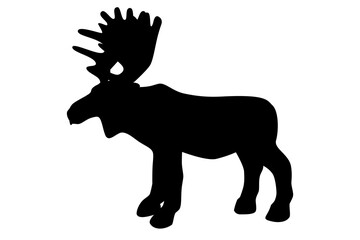 simple vector silhouette moose or big deer, isolated on white
