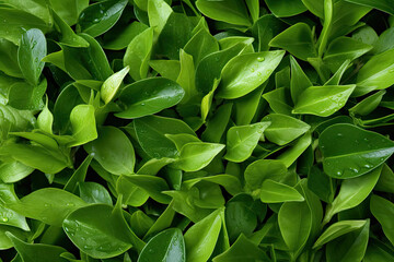 Green leaves seamless background. Created with Generative AI technology. 