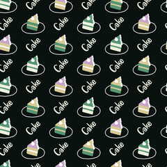 Slice of Cream Cake Delicious Vector Graphic Seamless Pattern