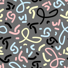 Seamless hand drawn art pattern with abstract shapes. Vector seamless pattern with modern scandinavian cut out elements.