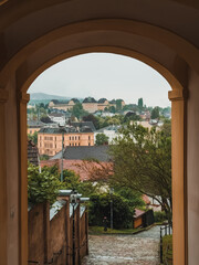 A view of Melk through the archway