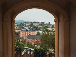 A view of Melk through the archway