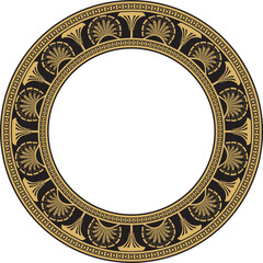 Vector gold seamless round Egyptian ornament. Infinite circle, ring, border, Ancient Egypt frame.