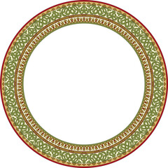 Vector round colored seamless classical byzantine ornament. Infinite circle, border, frame Ancient Greece, Eastern Roman Empire. Decoration of the Russian Orthodox Church..