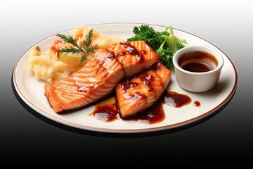 grilled salmon with lemon and salad