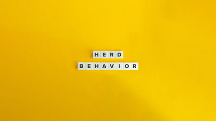 Herd Behavior Term and Banner. Letter Tiles on Yellow Background. Minimal Aesthetic.
