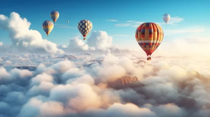 Wall murals Balloon hot air balloon over the cloud created with Generative AI 