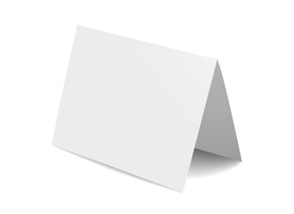 Realistic blank bent paper card isolated on transparent background