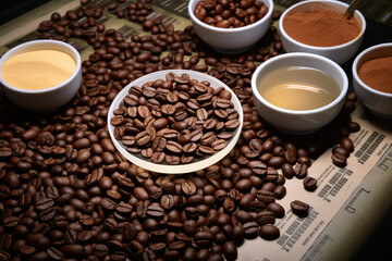 Fototapeta premium Explore the concept of coffee beens, transparent background (PNG). Generative AI.