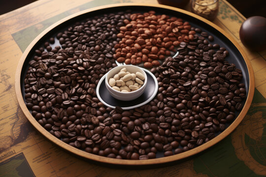Explore the concept of coffee beens, transparent background (PNG). Generative AI.