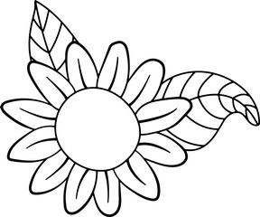 Sunflower. Linear style. White background, isolate.	
