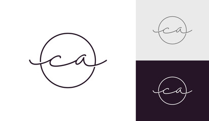 Signature letter CA logo design