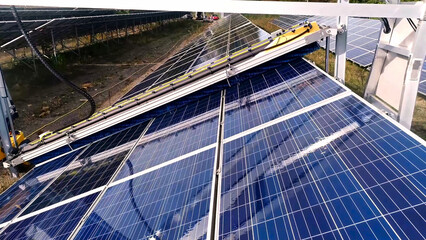 farma fotowoltaniczna energia panele ekologia widok technologia prąd energia  - obrazy, fototapety, plakaty