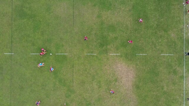 Birdseye view of game of touch rugby