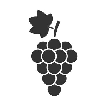 Bunch of wine grapes with leaf. Vector illustration.