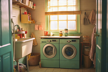a close-up shot of a laundry room