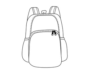 School backpack in simple line style.Vector illustration