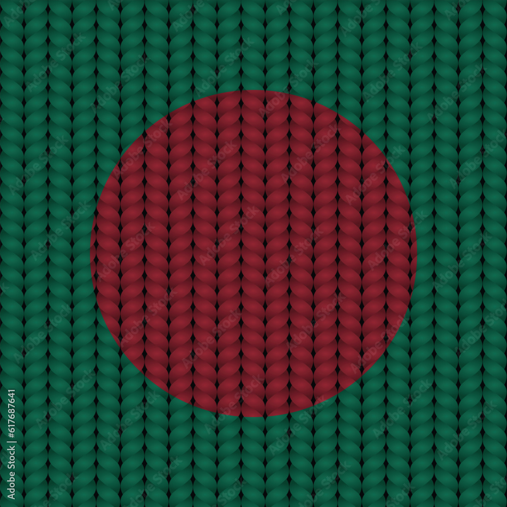 Wall mural Flag of Bangladesh on a braided rop.