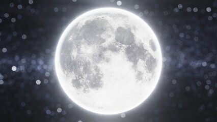 AI generated night sky illuminated by a luminous full moon