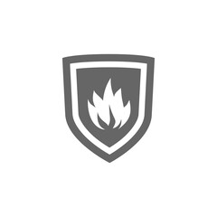 Shield with fire sign icon isolated on transparent background