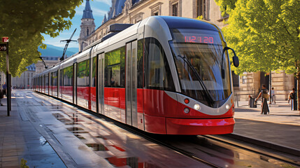 Fototapeta na wymiar Modern tram of Grenoble