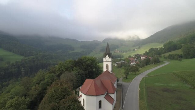 St. Catherine's Catholic Church, Ifenthal, Hauenstein, drone image, Hauenstein, Solothurn, Switzerland, Europe
