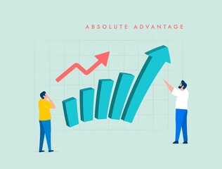 Absolute advantage business illustration. Achieve cost-effective production and competitive sales differences. Illustrates efficient resource utilization and higher output for the same inputs